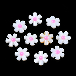 Natural Freshwater Shell Enamel Beads, Flower, Pearl Pink, 12x12x4mm, Hole: 0.8mm