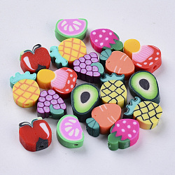 Manuell Polymer Ton Perlen, Obst, Mischfarbe, 8~14x9~12x4~5 mm, Bohrung: 1.4 mm