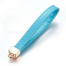 Multifunction PU Leather Mobile Straps, with Plastic Findings, Sky Blue, 107~109x9.5~10mm