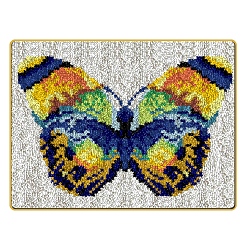 Teppich-Set mit Knüpfhaken zum Selbermachen, Häkelgarn-Kits für Teppiche, inklusive Stickunterlage aus Netzstoff mit Farbdruck, Acrylfaserwolle, Anweisung, Schmetterling, 385x508x2 mm