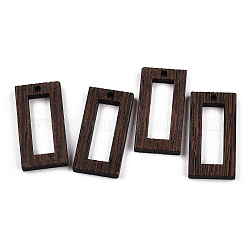 Pendentifs en bois de wengé naturel, non teint, breloques de cadre rectangle, brun coco, 28x14.5x3.5mm, Trou: 1.8mm