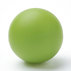 Food Grade Eco-Friendly Silicone Beads, Round, Yellow Green, 14~15mm, Hole: 2mm