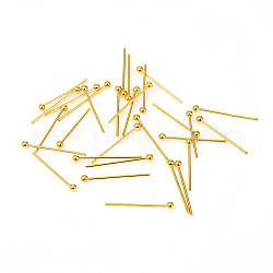 304 Stainless Steel Ball Head Pins, Golden, 15~18x0.6mm, 22 Gauge, Head: 1.8mm