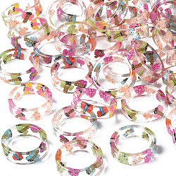 Transparent Resin Dragonfly Finger Ring for Women, Mixed Color, US Size 6(16.5mm)