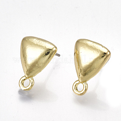 Alloy Stud Earring Findings, with Steel Pins, with Loop, Triangle, Light Gold, 14.5x10.5mm, Hole: 2mm, Pin: 0.7mm