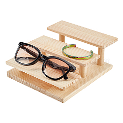 NBEADS 3-Tier Solid Wood Eyeglasses Display Stands, Wooden Sunglasses Jewelry Riser Rack Display Holder Showcase Tray Multi-Layer Display Stand for Eyeglasses Watch Jewelry Bottle Can
