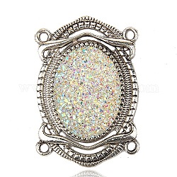 Alloy Resin Chandelier Components Links, Oval, Antique Silver, Colorful, 64x43x8.5mm, Hole: 4mm