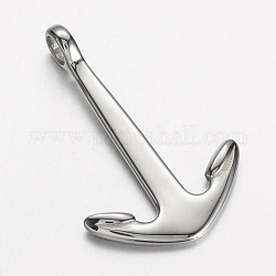 304 Stainless Steel Pendants, Anchor, Stainless Steel Color, 39x25.5x7mm, Hole: 4.5mm