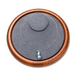 La collana di gioielli in legno di moda rotonda piatta mostra il vassoio, con microfibra, grigio, 23x5cm