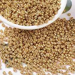 Cuentas de rocailles redondas miyuki, Abalorios de la semilla japonés, 8/0, (rr182) oro amarillo galvanizado, 8/0, 3mm, agujero: 1 mm, aproximamente 19000~20500 unidades / libra