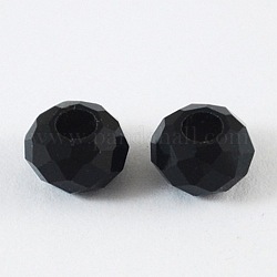 Faceted Black Glass Rondelle Beads, 10x6mm, Hole: 3.5mm