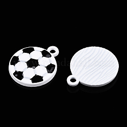 Hornear colgantes de aleación pintada, encantos deportivos, fútbol, blanco, 18x15x2.5mm, agujero: 1.8 mm
