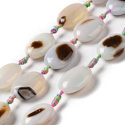 Natürliche Achat Perlen Stränge, gefärbt, Flachoval, Grau, 23.5~25x16.5~18.5x9~10 mm, Bohrung: 2 mm, ca. 13 Stk. / Strang, 18.11'' (46 cm)