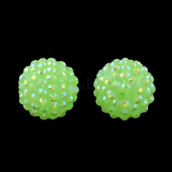 Ab-colore perline di strass in resina, con perle tonde acriliche all'interno, per i gioielli bubblegum, prato verde, 22x20mm, Foro: 2~2.5 mm