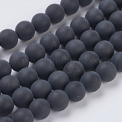 Agate noire perles brins, teinte, mat, ronde, 8mm, Trou: 1.2mm