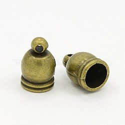 Endkappen für Kord tibetischen Stil, Cadmiumfrei und Nickel frei und Bleifrei, Kolumne, Antik Bronze, 12x7x7 mm, Bohrung: 1 mm, Innendurchmesser: 6 mm