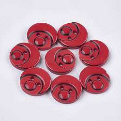 Resin Buttons, 2-Hole, Flat Round, Crimson, 15x3mm, Hole: 2mm, about 1000pcs/bag
