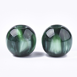 Abalorios de resina, Abalorios de grande agujero, redondo, verde oscuro, 30x27.5mm, agujero: 10 mm