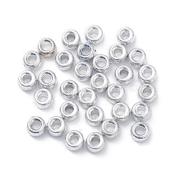 Plastic Plating Beads, Barrel, Silver Plated, 9x6.5mm, Hole: 3.7mm, about 1700pcs/500g