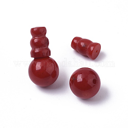 Synthetische Korallen 3 Loch Guru Perlen, T-Perlen gebohrt, für buddhistische Schmuck machen, gefärbt, rot, 10 mm, Bohrung: 1.2 mm