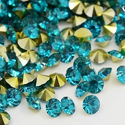 Grado aaa rhinestones pointed back in resina, forma diamante, verde acqua, 2.0mm, circa 14400pcs/scatola
