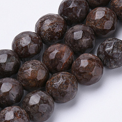 Chapelets de perles de flocon de neige en obsidienne naturelle, facette, ronde, 6mm, Trou: 1mm, Environ 62 pcs/chapelet, 15.3 pouce