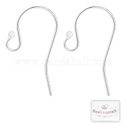 Beebeecraft 10 paire 925 crochets de boucle d'oreille en forme de boule en argent sterling avec des poissons et des fils d'oreille pour la fabrication de bijoux à bricoler soi-même (fil de 0.7 mm / calibre 21 / 0.028 pouces)