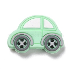 Perles focales en silicone, voiture, vert pale, 21.5x32x8mm, Trou: 2.5mm