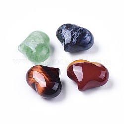 Natural Mixed Gemstone Heart Palm Stone, Pocket Stone for Energy Balancing Meditation, 20x25x11~13mm