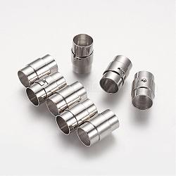 Brass Locking Tube Magnetic Clasps, Column, Platinum, 19x12mm, Hole: 10mm