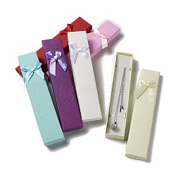 Cajas de collar de la joya de cartón, Rectángulo con bowknot, color mezclado, 21.2x4.3x2.3 cm