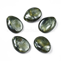 Perles acryliques, style de pierres fines imitation, ovale, vert olive foncé, 25x19x9mm, Trou: 1.6mm, environ 180 pcs/500 g
