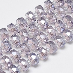 Electroplate Glass Beads Strands, Rainbow Plated, Faceted, Flat Round, Thistle, 10x6mm, Hole: 1.5mm, about 60pcs/strand, 18.9 inch