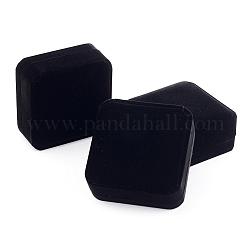 Quadratische Armreifboxen aus Samt, Anzeige Armbänder, Schwarz, 9x9x4 cm, Armband Form: 5.2x4.6cm