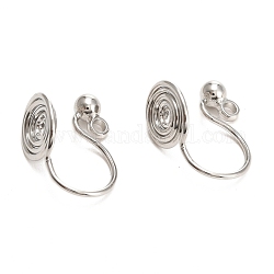 Accessoires de convertisseurs de boucles d'oreilles à clipser en laiton, avec coussin en spirale et boucle, pour oreilles non percées, platine, 12x8mm, Trou: 1.4mm