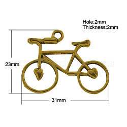Tibetan Style Alloy Pendants, Cadmium Free & Nickel Free & Lead Free, Bicycle, Antique Golden, 23x31x2mm, Hole: 2mm