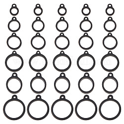 Delorigin 60 soporte para anillos de silicona antipérdida de 6 estilos., Soporte de transporte con banda de bucles para la oficina del dispositivo de bolígrafo, negro, 16~35x12~30x6~8mm, agujero: 1.8~3.5 mm, 10 piezas / style