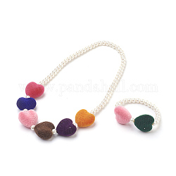 Комплекты украшений из жемчуга, ожерелья и браслеты, с акриловыми шариками, 5.3 дюйм (13.4 см), 2 дюйм (5.05 см)