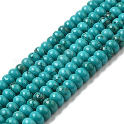 Chapelets de perles en howlite naturelle, teinte, rondelle, turquoise, 8~8.5x5~5.2mm, Trou: 1.2mm, Environ 78 pcs/chapelet, 15.35~15.43'' (39.2 cm)