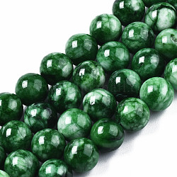 Природного кварца нитей бисера, окрашенные, круглые, зелёные, 8 мм, отверстие : 1~1.2 мм, около 45~46 шт / нитка, 14.76 дюйм (37.5 см)
