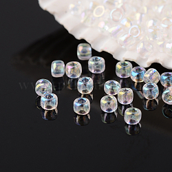 12/0 Grade A Round Glass Seed Beads, Transparent Colours Rainbow, Clear, 2x1mm, Hole: 0.5mm, about 60000pcs/pound