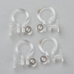 Bagues d'oreilles unies en plastique, pour oreilles non percées, clair, 12x9x1.2mm, Plateau: 5 mm, 0.6 mm de diamètre intérieur 