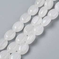 Natürliche weiße Jade perlen Stränge, Oval, 8x6x3.5~4 mm, Bohrung: 1 mm, ca. 45~52 Stk. / Strang, 15.16~15.74 Zoll (38.5~40 cm)