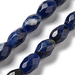 Chapelets de perles en sodalite naturelle, riz facettes, 12.5x8mm, Trou: 1.2mm, Environ 16 pcs/chapelet, 7.68'' (19.5 cm)