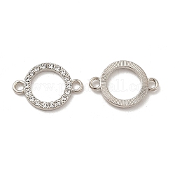 Breloques de connecteur en alliage avec strass en cristal, liens en anneau, nickel, platine, 16x23x2.5mm, Trou: 2.4mm