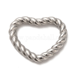 304 anelli di collegamento in acciaio inox, cuore intrecciato, colore acciaio inossidabile, 25x30x3.5mm