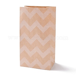 Rechteckige Kraftpapiertüten, keine Griffe, Geschenk-Taschen, Wellenmuster, rauchig, 13x8x24 cm