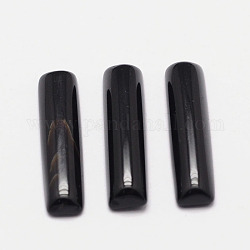 Rectangle teints naturels cabochons agate noire, noir, 12x4x3mm