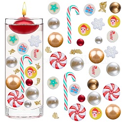 SUNNYCLUE 10000+Pcs Christmas Vase Fillers Set Candle Filler White Floating Faux Pearls Beads Xmas Holiday Red Green Candy Cane Golden Glitter Powders Christmas Candles Filler for Home Table Decor