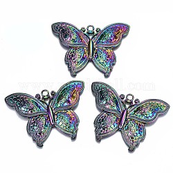 Pendenti grande in lega,  cadmio& piombo libero, farfalla, colore arcobaleno, 53.5x71x8mm, Foro: 4 mm
